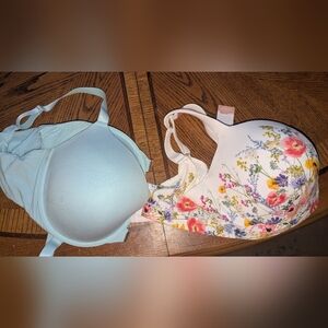 Lane Bryant Cacique Floral White & Mint Bra Set 42H Comfort Bliss Light Lined